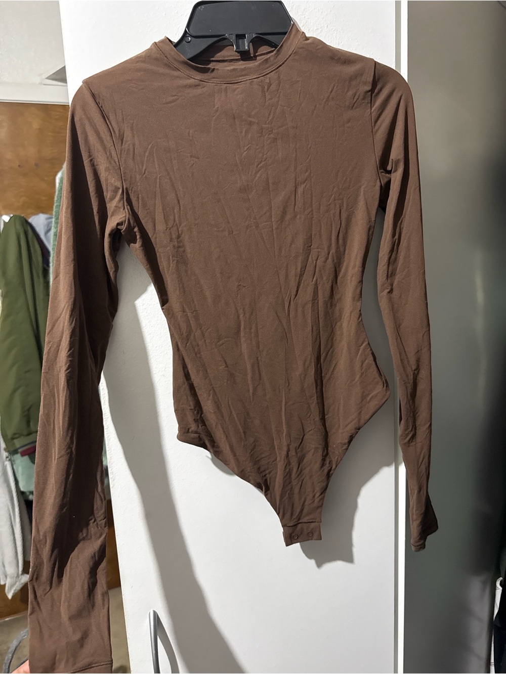 SKIMS Brown Long Sleeve Mock Neck Bodysuit